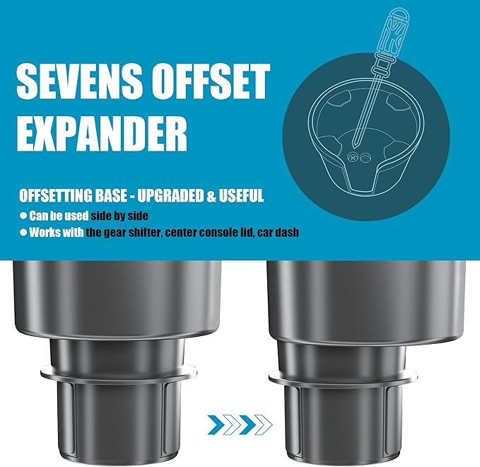 Upgraded Car Cup Holder Expander Adapter with Offset Adjustable Base, Compatible with Yeti 14/24/36/46oz Ramblers, Hydro Flas