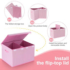 Mayniu Extra Large Toy Box Chest with Dividers, 120L Sturdy Toy Storage Organizer Bin Boxes Basket for Kids, Boys, Girls, Liv