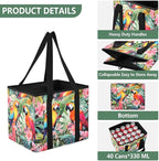 Colorful Parrot Birds Reusable Grocery Bags Large Shopping Tote Bag with Reinforced Bottom Board, Water Resistant Foldable St