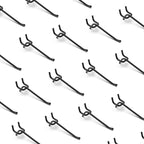 HUHOLE 25 Pack Black Pegboard Hooks 4 Inch – Heavy Duty Metal L-Hooks for 1/4" Peg Board – Garage Tool Organizer, Retail Disp