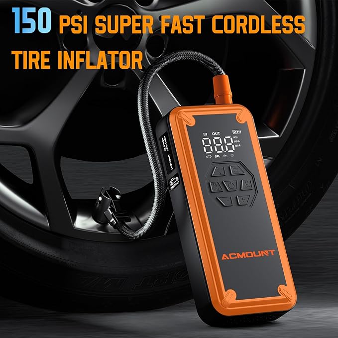 Jump Starter with Air Compressor, Acmount 5000A Car Battery Jump Starter with 150PSI Tire Inflator for Up to 9.0 Gas/8.0L