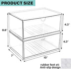 Prsildan Acrylic Makeup Organizer, 2 Pack Stackable Clear Storage Drawers for Baby Bottles Desk Organizers with 2 Drawers for