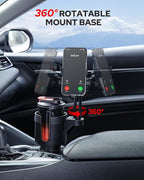Benlari Upgraded Car Phone Holder - 2 in 1 Adjustable Cup Holder Expander Support 360° Degree Rotation - Car Cup Holder Phone Mount Compatible with All Smartphones
