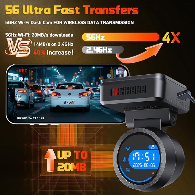 Dash Cam Front for Cars with Built-in WiFi & APP Control, 4K Dash Camera with Free 32GB Card, 1.2" IPS Touch Screen Dash Cam 
