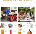 (Medium, Red) Reusable Grocery Bag on 4 Wheels, Foldable Rolling Tote Carries Up to 66lb Shopping Trolley, Rolling Bag with 3 Handles, Zipper Clouser Rolling Tote Bag with Wheels for Laundry