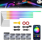Dreamcolor Acrylic Interior Car LED Strip Light with Wireless APP, RGB 6 in 1 with 175 inches 593 LEDs Fiber Optic Strip Lights for Car, Music Sync Neon Car Ambient Neon Lighting Kits