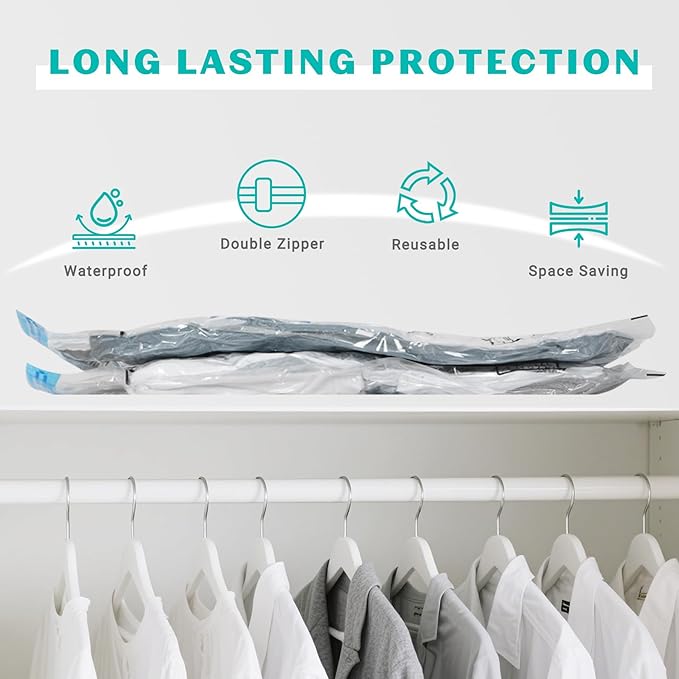 10 Pack Jumbo Space Saver Vacuum Storage Bags Seal Bags for Clothing Travel Compression Bags for Comforters Blankets Bedding 