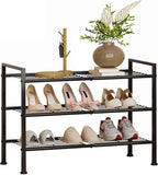 3-Tier Adjustable Shoe Rack, 26.5-Inch Wide Metal Storage Organizer for Closet Entryway, Heavy-Duty Stand for Shoes, Books, o
