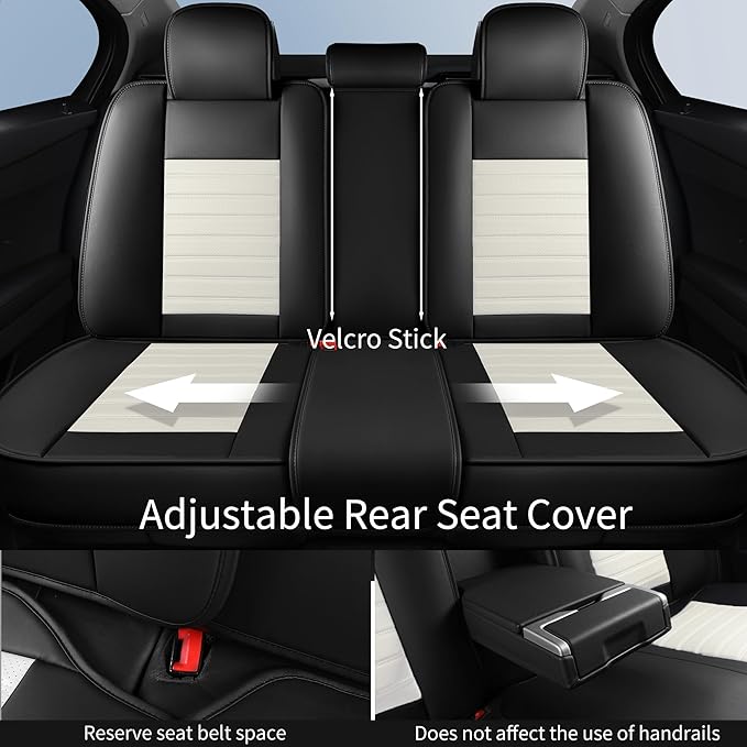 Car Seat Covers Full Set, Breathable Nappa Leather Seat Covers, Horizontal Stripes Automotive Seat Covers, Universal Seat Cus