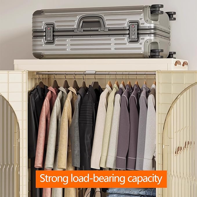 Heavy Duty Clothes Rack - Portable Foldable Wardrobe with Hanging Space on Wheels for Bedroom, Dorm, or Laundry Room Use, 81x