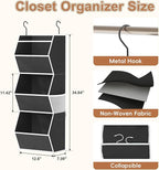 Hanging Closet Organizer 3 Shelf Collapsible Bedroom Closet Organizers and Storage Hanging with Mesh Pocket for Clothes, Clos