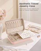 Lolalet Travel Jewelry Case for Women Girls, Travel Jewelry Organizer with Clear Storage Bag Small Portable Jewelry Box for N
