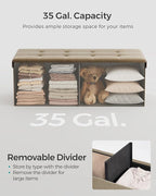 SONGMICS MAZIE Collection - 43 Inches Folding Storage Ottoman Bench, Ottoman Foot Rest, End of Bed Bench, Storage Chest, Load