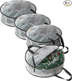 4 Pack Wreath Storage Bag, Summer, Christmas Decoration Garland Container, 24 Inch Clear Door Wreath Organizers, Moving Boxes