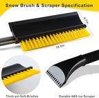 53" Extendable Retractable Snow Brush & Ice Scraper for Car SUV Truck - 360° Pivoting Brush Head with Comfort Foam Grip, Windshield Cleaner Tool