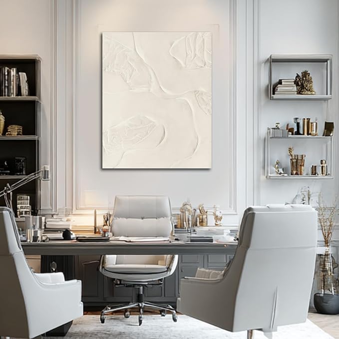 CHUDANHAO Abstract Hand Painted Wall Art Beige Wall Decor Line Hanging Art 32"x40" Large Artwork for Living Room Office Decor