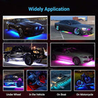 Car Underglow Lights, Yielinth Exterior LED Strip Lights with App and RF Remote Control,16 Million Colors Underglow Kit for Car