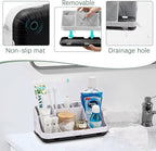 GFWARE Marble Bathroom Countertop Organizer - Detachable 7 Slots Kids Electric Toothbrush and Toothpaste Holde Drainage for B