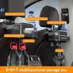 Multifunctional Car Seat Back Organizer Box with Drink Cup Holder, Makeup Mirror, Tissue Box& Hooks for Car Seat Back, New Upgrade Car Headrest Backseat Organizer Suitability for Wife, Girlfriend