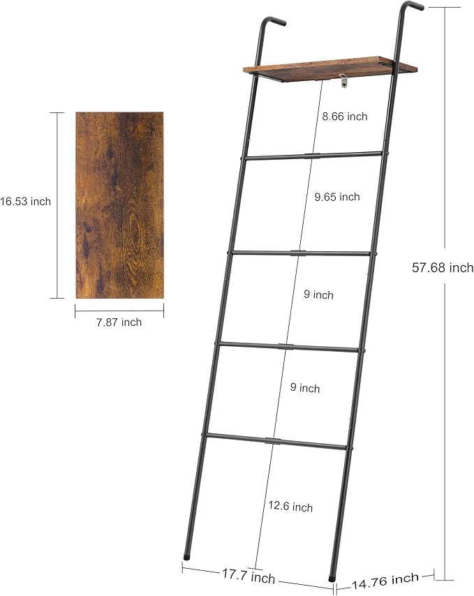 Blanket Ladder 5 Layer Wall-Leaning Blanket Rack with Shelf Decorative Blanket Ladder Shelf Metal Leaning Towel Ladder Rack f