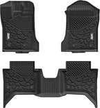 3W Floor Mats Fit for Ford Ranger SuperCrew 2024-2025 2026,1st & 2nd Row TPE Car Accessories Custom Fit All Weather Car Liner for Ford Ranger,Black