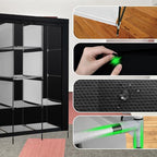 PLKO Portable Closet, Wardrobe Closet Organizer,Portable Clothes Closet Rolling Door Wardrobe with Black Oxford Fabric Cover 