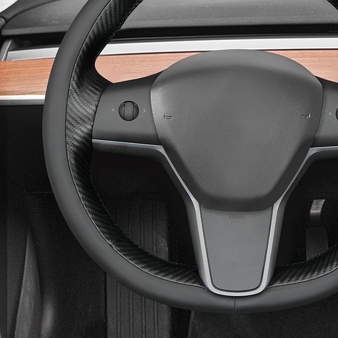 MEWANT Tesla Model 3/Model Y Hand Stitched Steering Wheel Cover for Tesla Model 3 2017-2023 / Model Y 2020-2023 for Tesla Model 3/Y Accessories(3D Style)