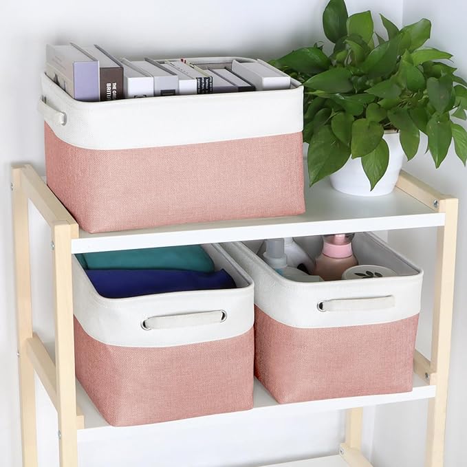 Kntiwiwo Foldable Storage Bin Collapsible Fabric Storage Basket Cube with Durable Handles Closet Organizer Bins for Organizin
