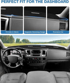 FIILINES Dash Cover for 2006-2009 Dodge Ram 2500 3500/2006-2008 Dodge Ram 1500, Dashboard Mat Cover Sunshade Nonslip Mesh Pro