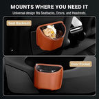 Car Trash Can with Removable Leakproof Liner – Clip On Trash Bin for Seat Back, Door Pocket & Headrest – Sturdy PU Leather Garbage Can Organizer for Luxury Cars, SUV, Truck & Sedan