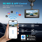 Dash Cam Front and Rear with 64GB SD Card, 4K Dash Camera for Cars with APP, 5G WiFi Car Camera, Built-in G-Sensor, 170° Wide