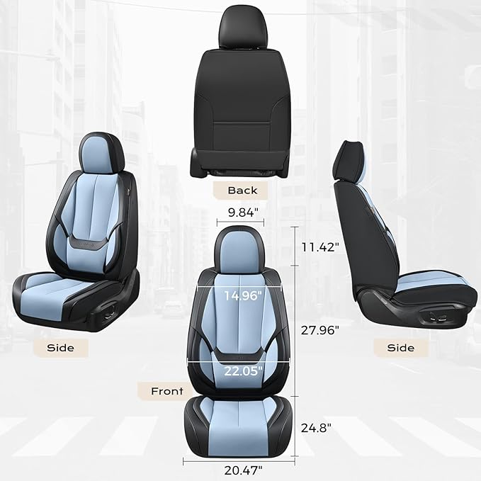Coverado Seat Covers, Car Seat Covers Front Seats, Leather Seat Covers for Cars, Car Seat Protector Waterproof, Black Car Sea