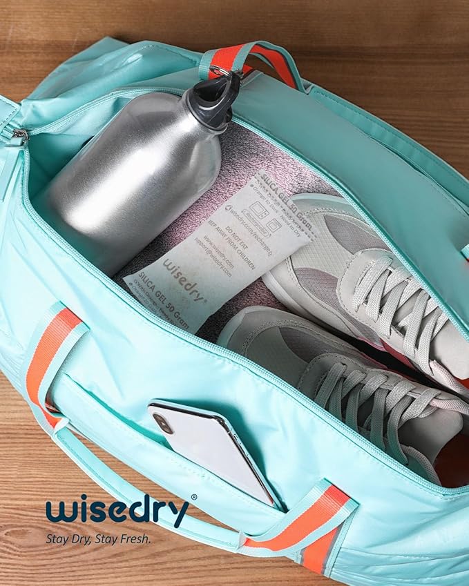 wisedry 50 Gram [6PACKS] Rechargeable Silica Gel Desiccant Packets Fast Reactivate Desiccant Bags Orange to Green indicating