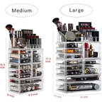 Cq acrylic Clear Makeup Storage Organizer Drawers Skin Care Large Cosmetic Display Cases Stackable Storage Box With 11 Drawer