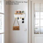 dreampossible Key Holder Wall Mount - 10.2 Inch Decorative Key Rack and Mail Organizer with 8 Key Hooks - Wooden Key Hanger w