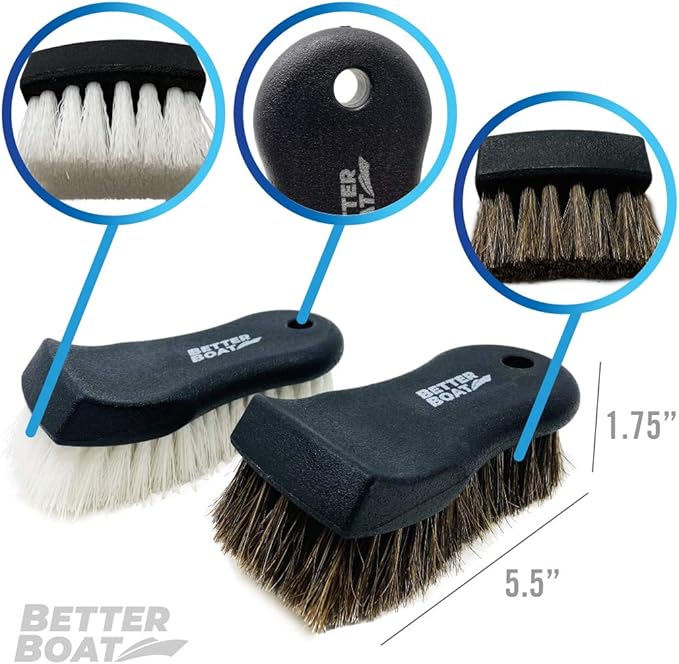 Upholstery Brush Set, Carpet and Car Cleaning Brushes, Horsehair Detailing Brush for Upholstery Cleaner, Leather, Interior, B