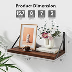 Floating Shelves for Wall, 15.7W x 8D Wide Bookshelf with Brackets Set of 3, Wood Wall Mounted Shelves for Living Room, Kitch