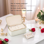 VLANDO Travel Jewelry Box Organizer – Portable PU Leather Jewelry Case with 6/8/12 Zippered Pouches, Compact Storage for Earr