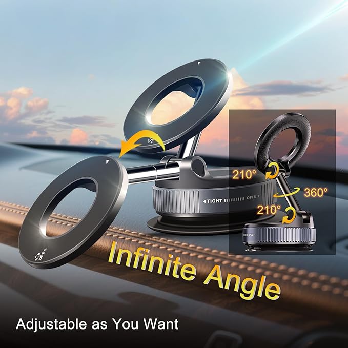 for Magsafe Car Mount, [2800gf Magnetic & 98LBS Strongest Suction] Cup Phone Mount, 360° Adjustable Vacuum Magnetic Phone Holder for Car Gym/Mirror/Smooth Surface, for iPhone 12-17