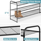AOODA Long 3 Tier Metal Shoe Rack for Closet Wide Stackable Shoe Storage Organizer for Entryway, Bedroom, Floor, 24-Pairs Men