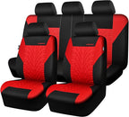 CAR PASS Car Seat Covers Full Sets, Front & Split Rear Bench for Car, 3D Tyre Embossed Automotive Interior Covers, Airbag Com