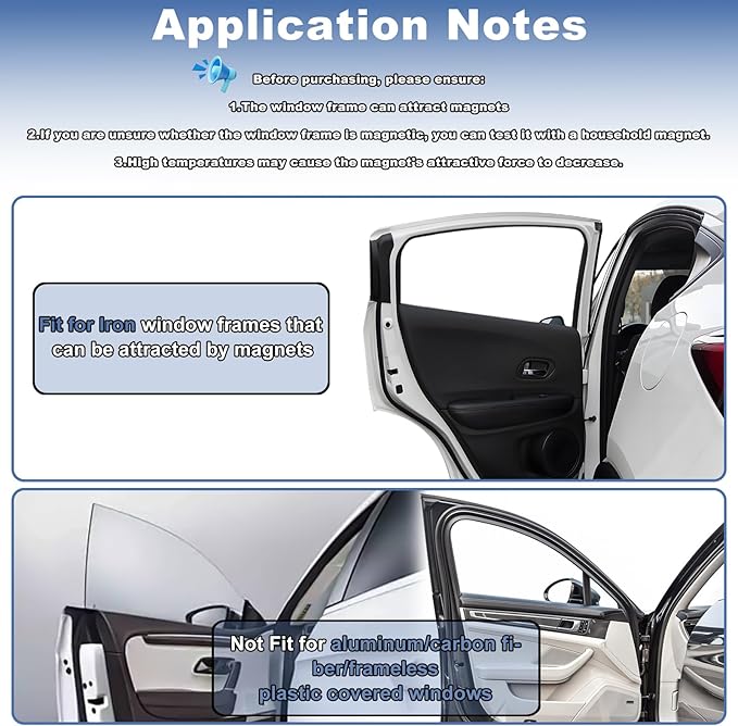 Car Window Covers for Privacy - Universal Side Window Sun Shades for Camping, Baby Naps & Travel - UV & Heat Reduction, Easy Install Magnetic Car Window Shades