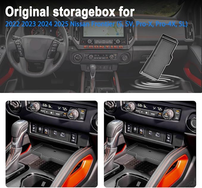 SHAOHAO 3 Pcs for 2025 2026 Nissan Frontier Center Console Organizer for 2022-2025 2026 Nissan Frontier Accessories (S/SV/Pro-X/Pro-4X/SL) Middle Console Tray & Cup Holder Space Expand Storage Box