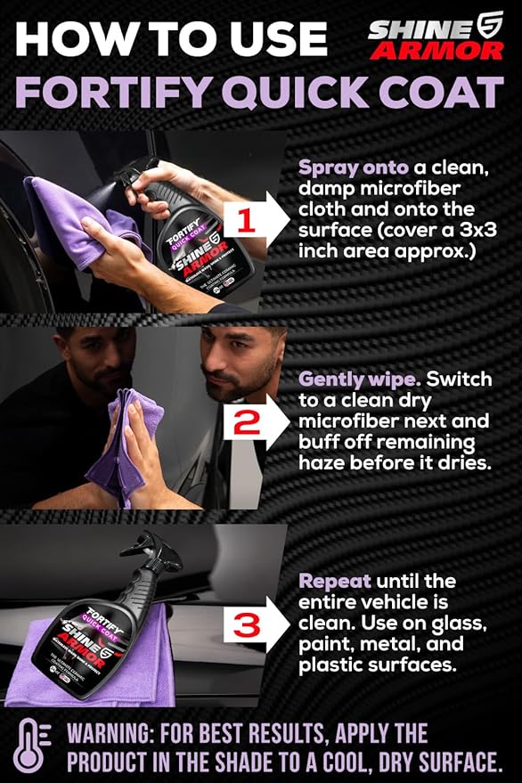 Car Wax Spray and Ceramic Coating for Cars - 3 in 1 Waterless Car Wash and Detailing - Quick Effect Coating Agent for Car - High Gloss Car Coating Spray, Shiny Car Stuff by Shine Armor - 24FlOz