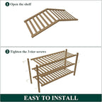 Smiry Bamboo Shoe Rack for Closet, 3 Tier Wooden Stackable Shoe Organizer, Free Standing Shoes Storage Shelf for Entryway, Fr