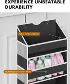 Over The Door Organizer Hanging - 6 Shelf Over Door Organizer with 6 Clear Front & 12 Side Pockets - 50LB Load Behind Storage