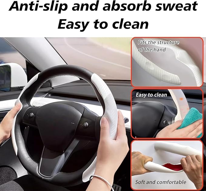 for Tesla 2017-2023 Model 3 and 2020-2024 Model Y Steering Wheel Cover Trim Interior Decoration Protection Accessories (M3/My-Black)