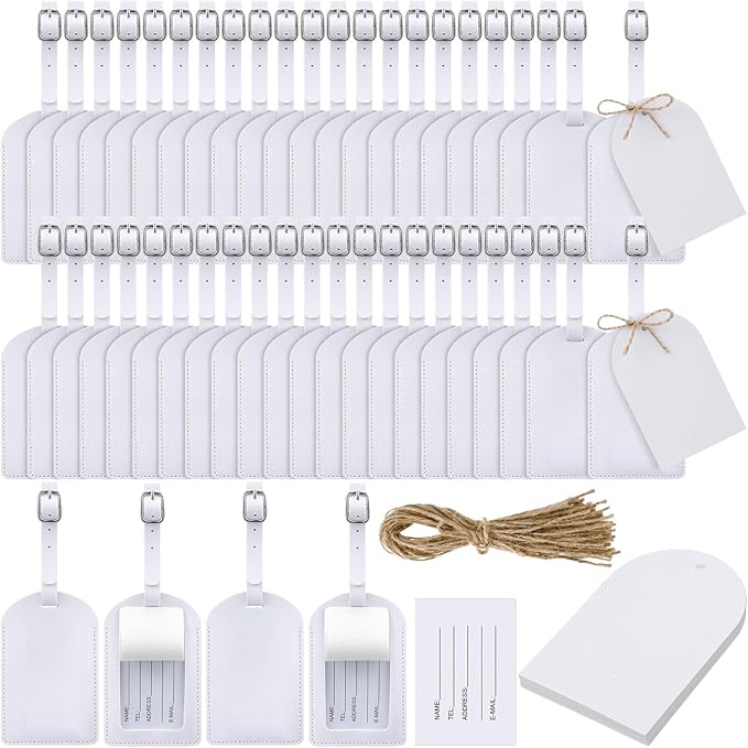Amylove 48 Sets Leather Luggage Tags Bulk Wedding Favors Luggage Tags for Guests Bridal Gifts Wedding Bridal Shower Gift PU L