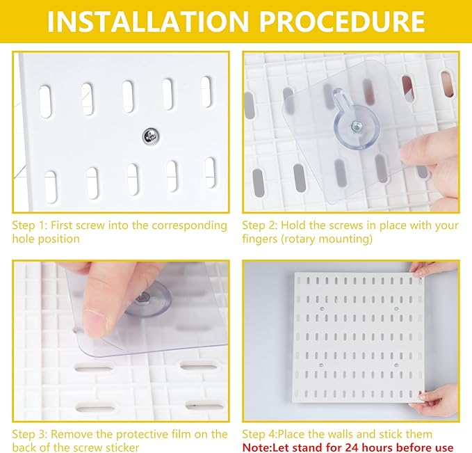 Peg Board, Pegboard Combination kit, 4 Pegboards and 12 Accessories Modular Hanging for Wall Organizer,Suitable for Wall Stor