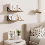Floating Shelves for Wall,18" Wall Mounted Shelves Set of 2,Wood Floating Shelf with Bracket,Sturdy Metal Bracket Bookshelves